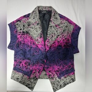 Gucci Knock Off Wool Blend Yarn Embroidered Abstract Blazer. Size L
